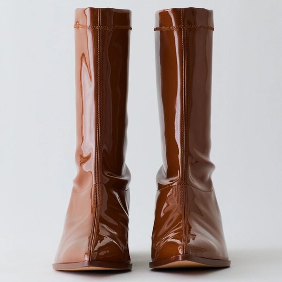 Tibi patent Leo low boot, caramel, size 36 - Picture 2 of 7